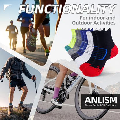 5 Pairs Of Professional Men's Sports Ankle Socks, Low-cut Socks with Moisture-wicking, Breathable, Shock-absorbing, Durable, for Basketball, Running, Marathon, Cycling, Used In All Seasons, Socks, Easter Gifts