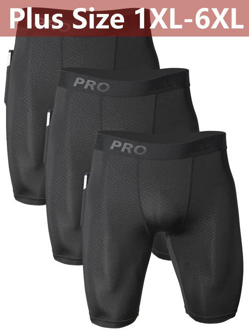 3pcs Men's Plus Size Workout Underwear & Running Gym Shorts with Side Pockets, Moisture-Wicking Quick-Dry Polyester, Snake-Light Beige Embossed Design, 1XL-6XL Sizes for Athletic Protection & Comfort, Athletic Compression | Sporty Look, PLUS SIZE