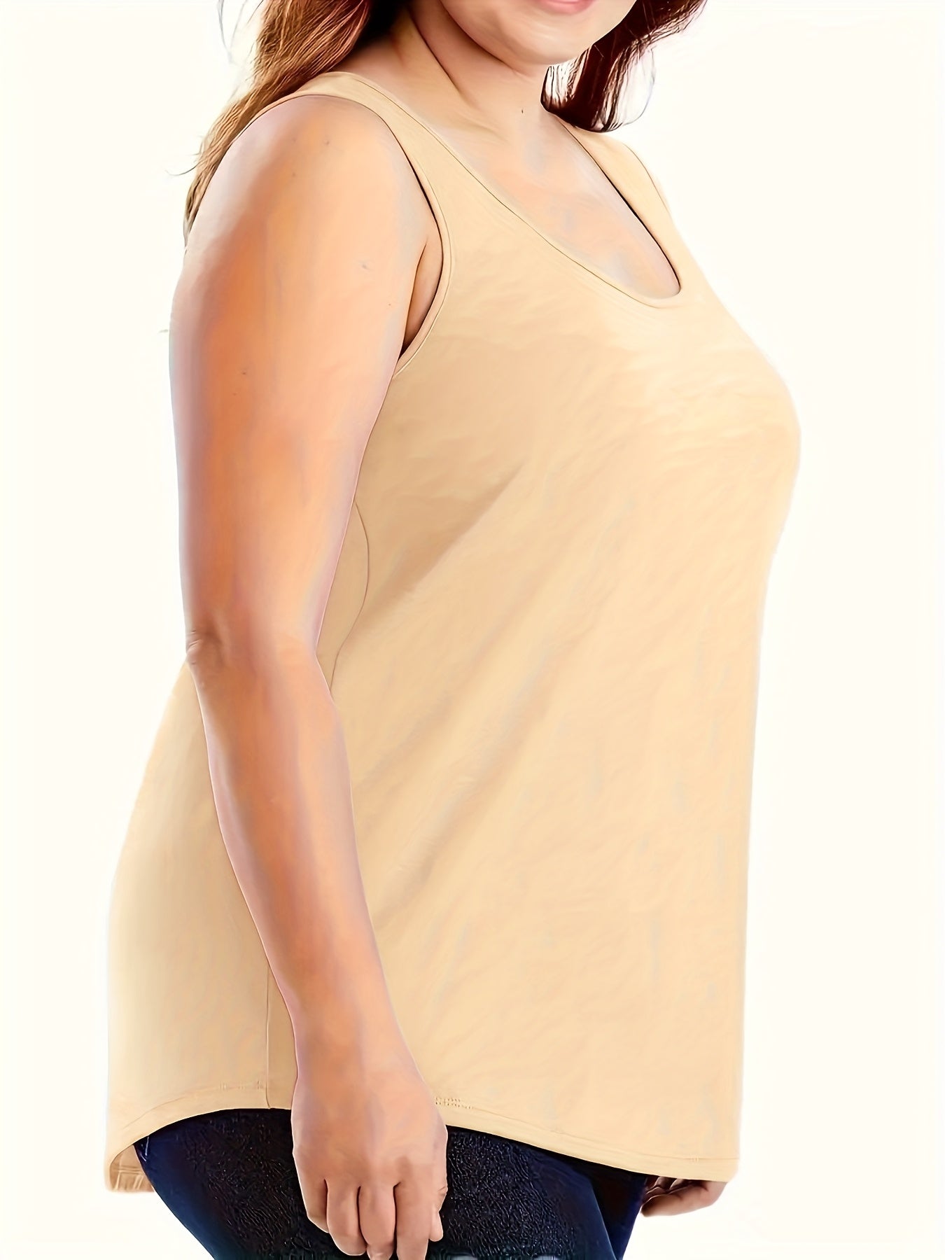 3pcs Plus Size New Arrival Women'S Tank Tops, Solid Color Simple Versatile Comfortable Breathable Fabric Casual Outing Home Wear Base Layer Shirts