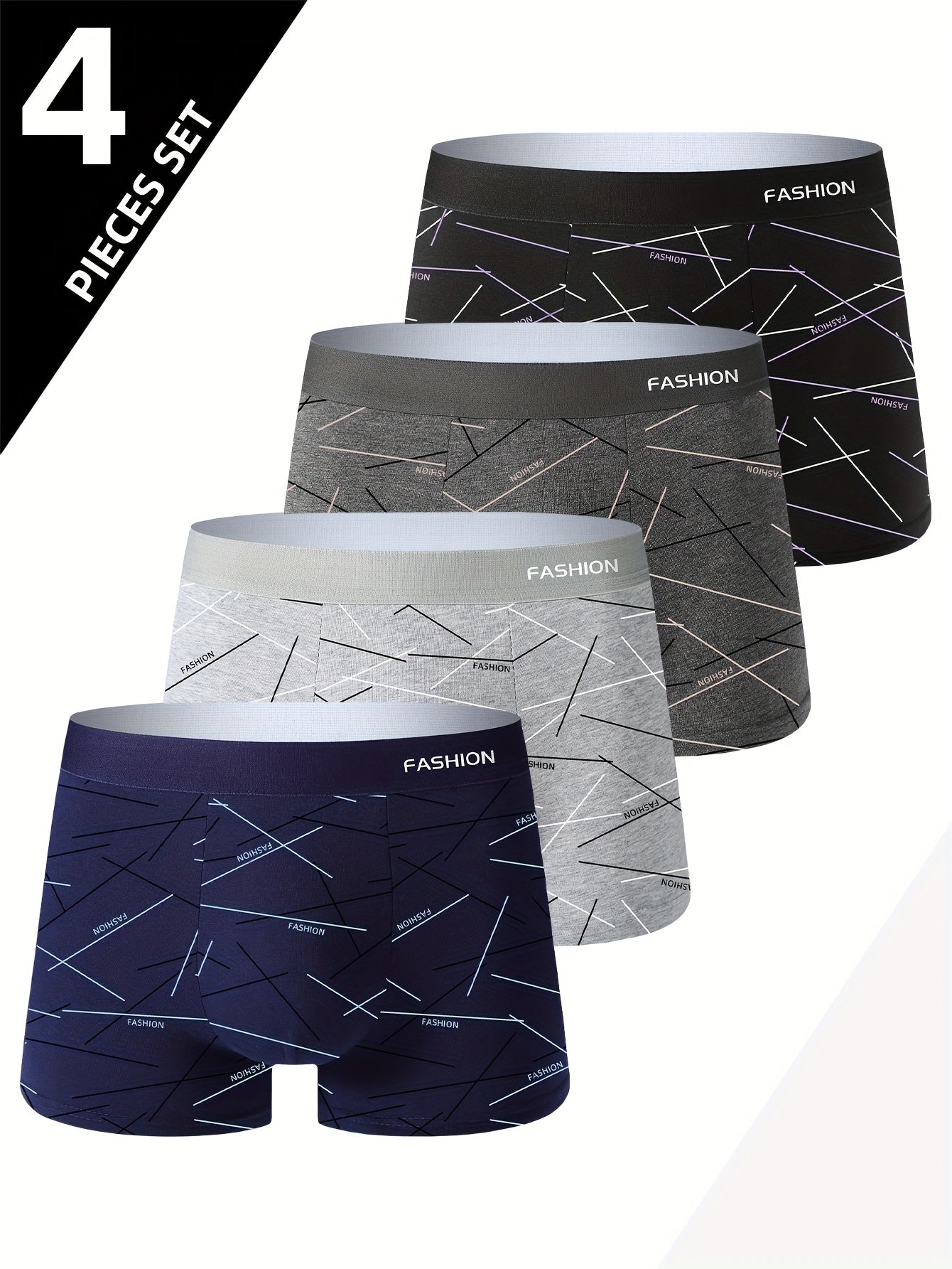 Set of 4 Men'S Underwear, Comfortable And Breathable Boxer Briefs, Stretchy Trunks Suitable for Sports, Ideal for Teenage Students