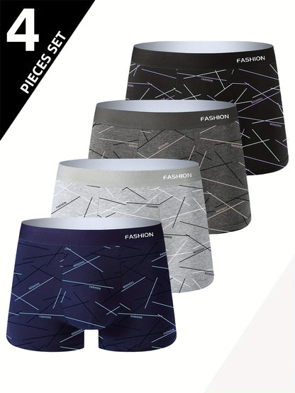 Set of 4 Men'S Underwear, Comfortable And Breathable Boxer Briefs, Stretchy Trunks Suitable for Sports, Ideal for Teenage Students