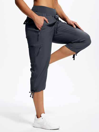 18" Women's Hiking Capris with Pockets Quick Dry Travel Lightweight Cargo Capri Pants Casual Capris for Women