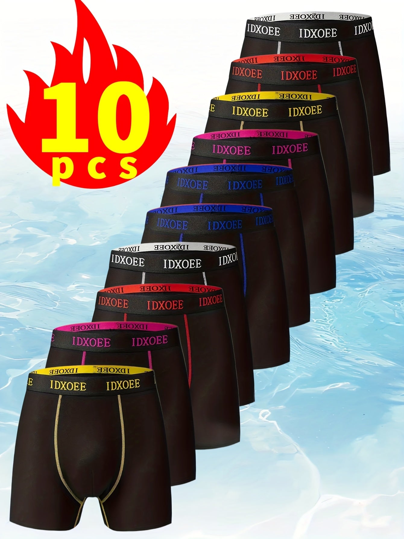 Random Color 10pcs/SET, Men'S Boxer Briefs - Breathable Athletic, High Elasticity Quick-Dry Underwear With Bold Letter Print, Glossy Knit Fabric For Gym, Casual & Casual Attire, Gym Underwear, Sporty Underwear