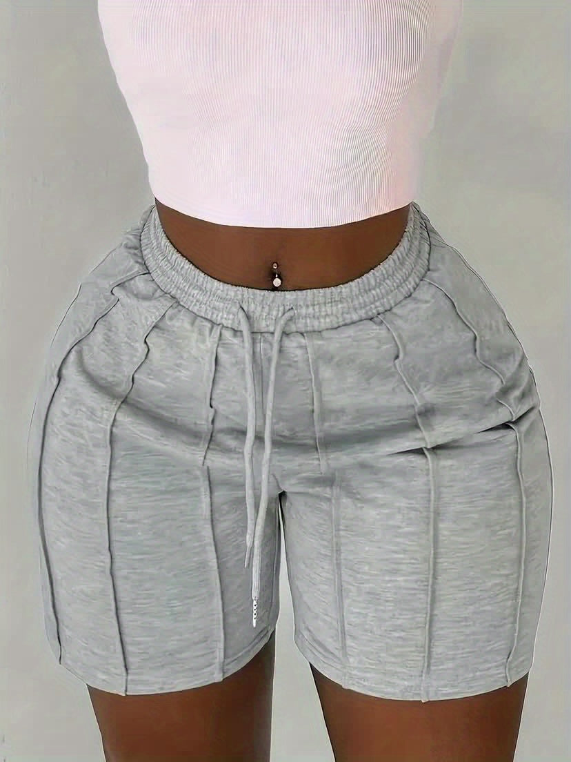 (4 Pack) Solid Color Drawstring Shorts with Casual Elastic Waist And Slant Pockets for Women, Suitable for Spring And Summer Casual Wear