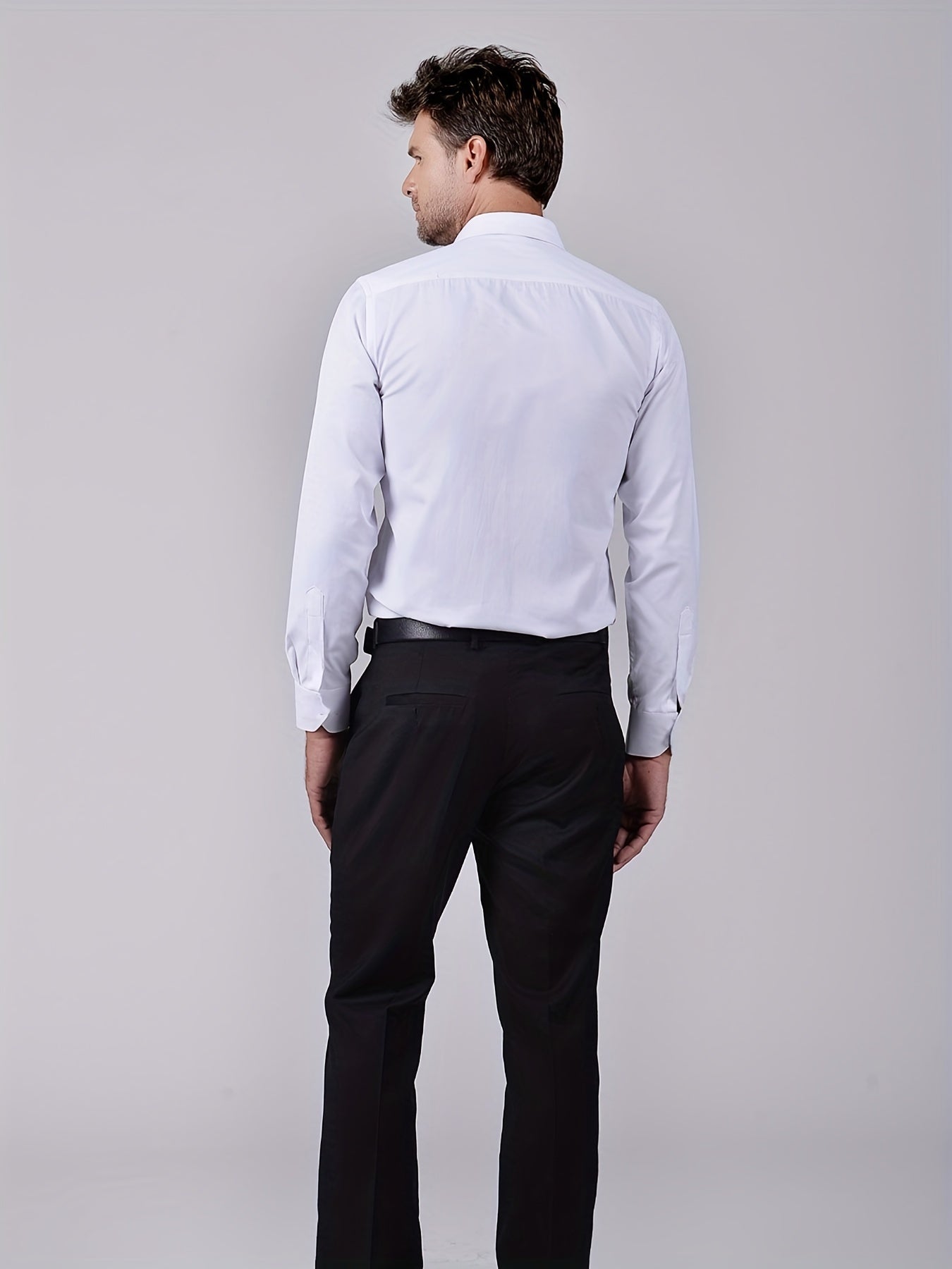 Men'S Long-Sleeve Shirt Made Of, Stretchy And Suitable for Business Attire, Wrinkle-Free Suit Shirt, Casual Short-Sleeve White Work Uniform