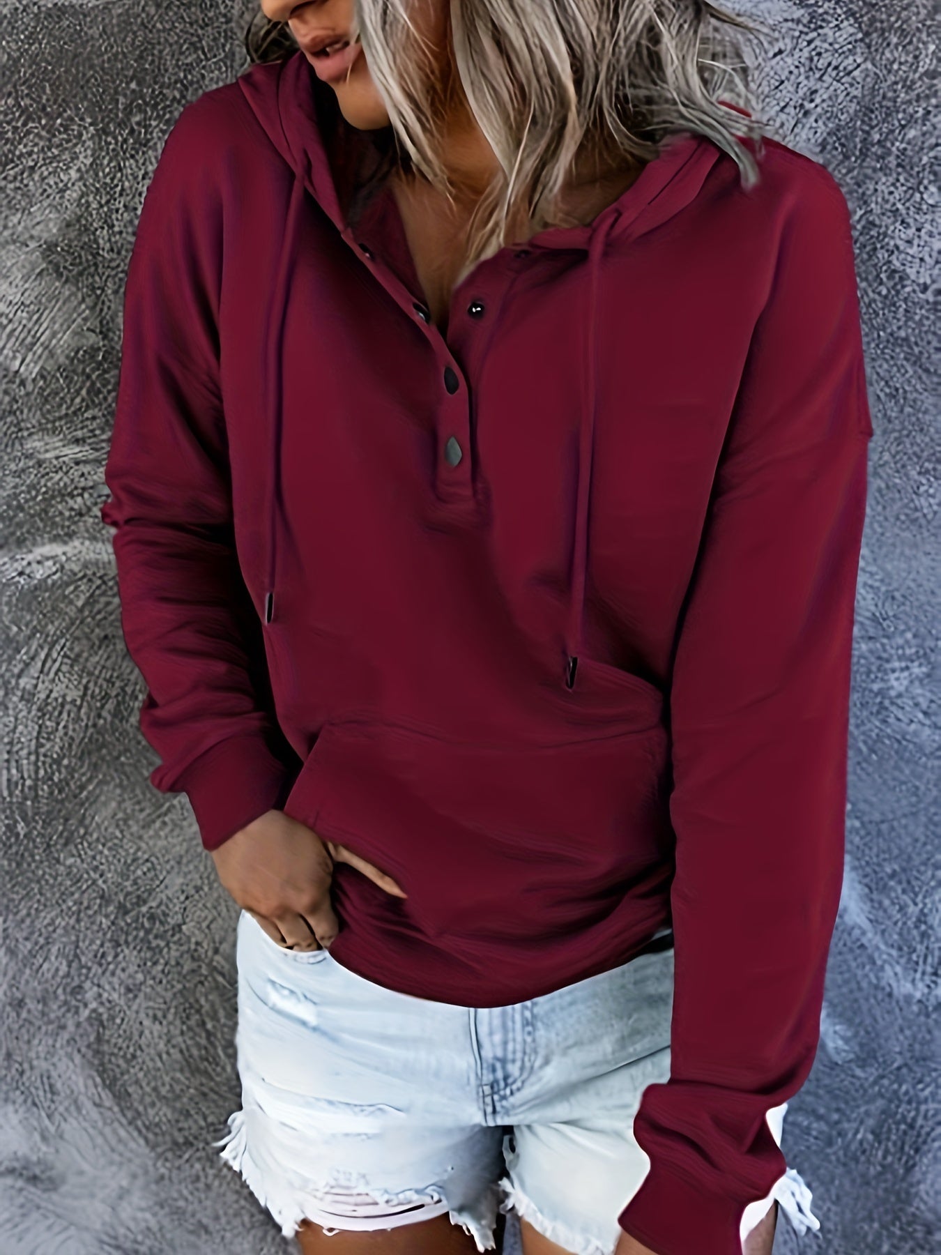 Hoodie for Women Sweatshirt Button Tops Casual Long Sleeve Oversize Pullover