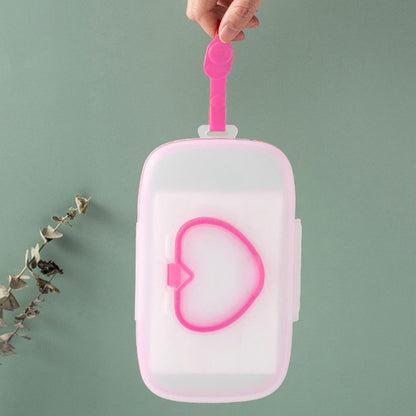 Heart-Lid Portable Baby Wipe Dispenser - Handled Compact Plastic Case