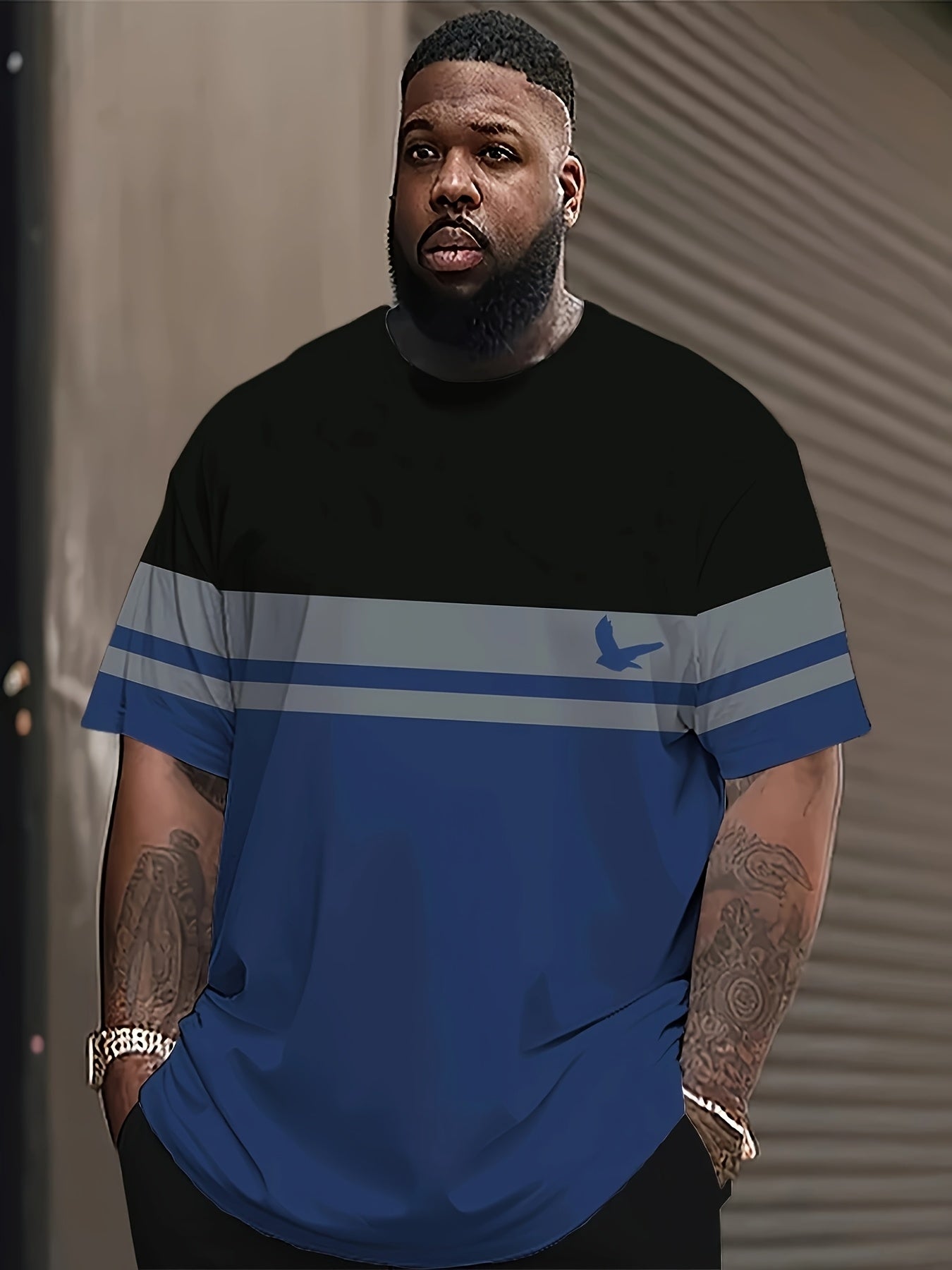 Large Men'S Short Sleeve T-Shirt - 3D Digital Printed Geometric Pattern, 100% - 180G Breathable Knit Fabric, Smooth Texture, Casual Sport Style, Machine Washable, Weekend Wear, Large Size, Plus Size