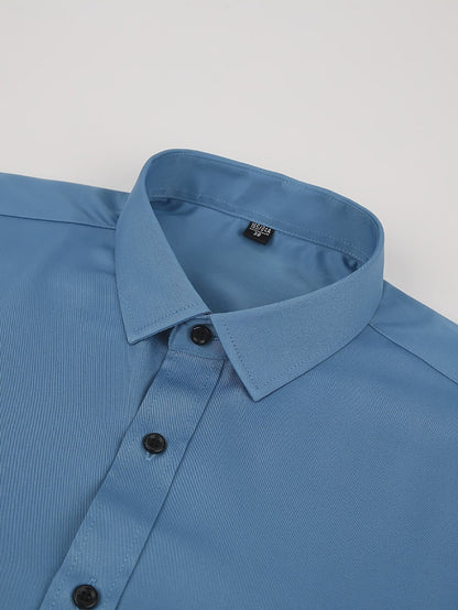 Men's Solid Color Dress Shirt - Classic Neck Short Sleeve 528165