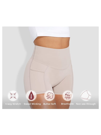1Pc Women'S High-Waist Stretchy Athletic Shorts, Breathable Compression Bike Yoga Workout Shorts