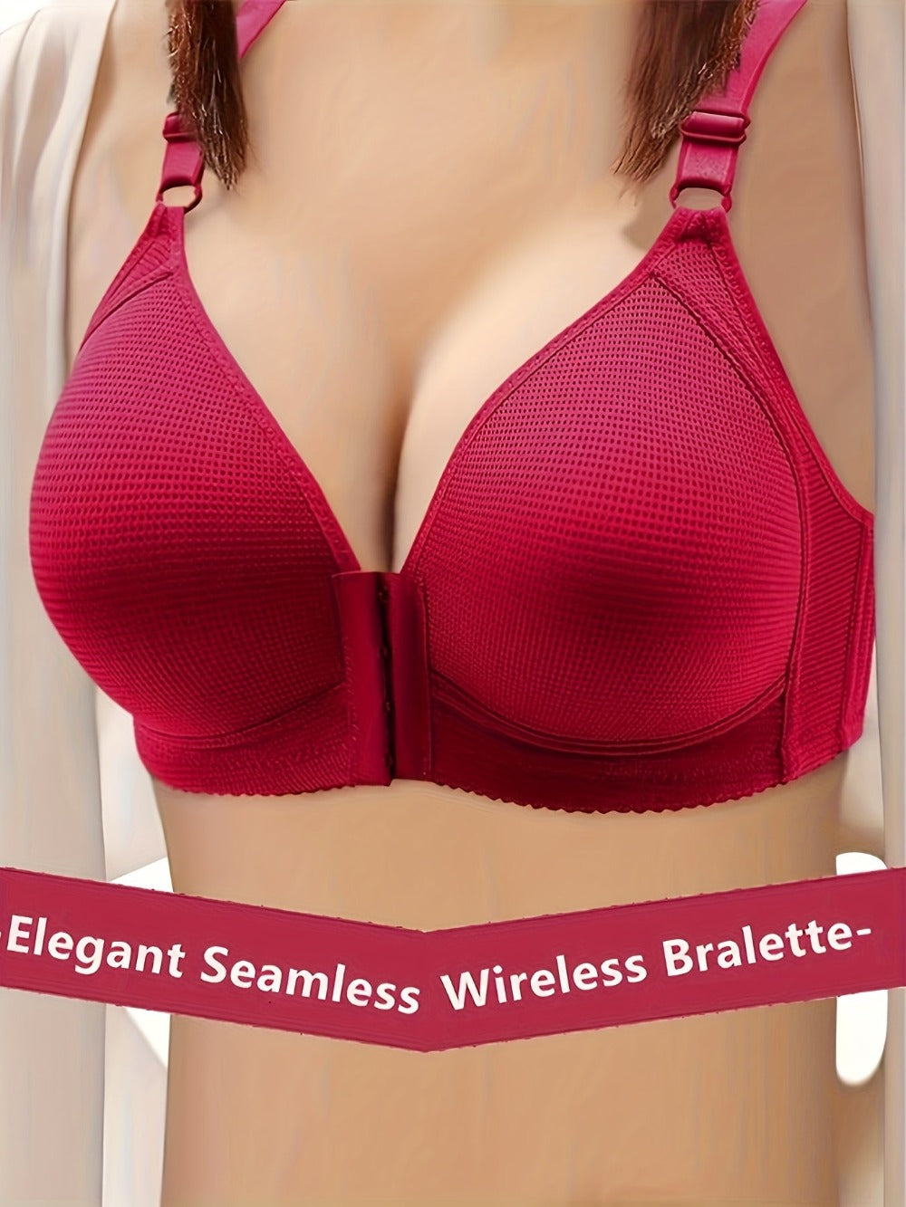 Women's Front-Closure Wireless Bra - 5-Pack Fixed Padding, Everyday Support