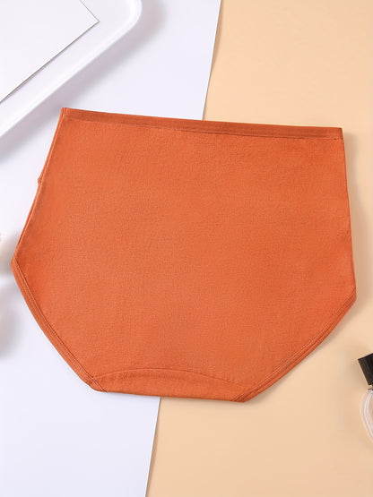 4pcs Women'S High-Waist Solid Color Briefs, Easy Comfortable Breathable Stretch Panties, Women'S Lingerie And Underwear