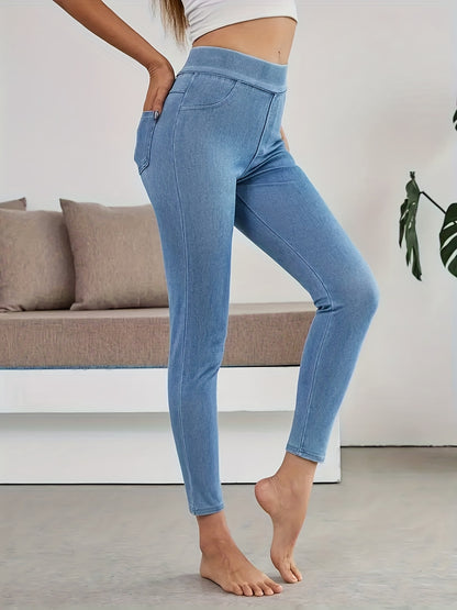 Women's High-Elastic Yoga Leggings with Front/Back Pockets - Solid Color Non- Workout Pants, 7/8 Length Fitness for Gym, Training, & Casual Wear - All-Season Comfortable Athletic Suit (Regular Cut)