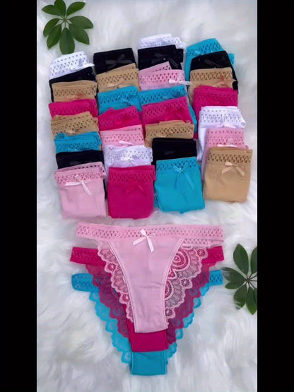 33pcs/Set Hot Women Thongs And G Strings Ladies T Back Sexy Lace Panties( Color Random Delivery)