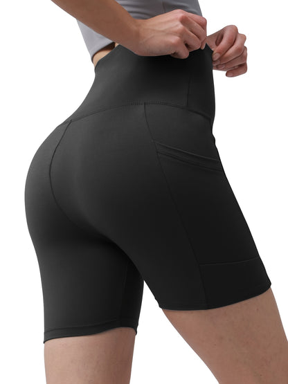 Women'S High Waisted Yoga Shorts, Elastic Lifting Buttocks And Abdominal And Bodybuilding Safety Pants, Outdoor Sports Fitness Running Cycling Casual Pants