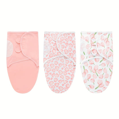 3-Pack Newborn Swaddling Blankets - Womb-Like Wrap Design