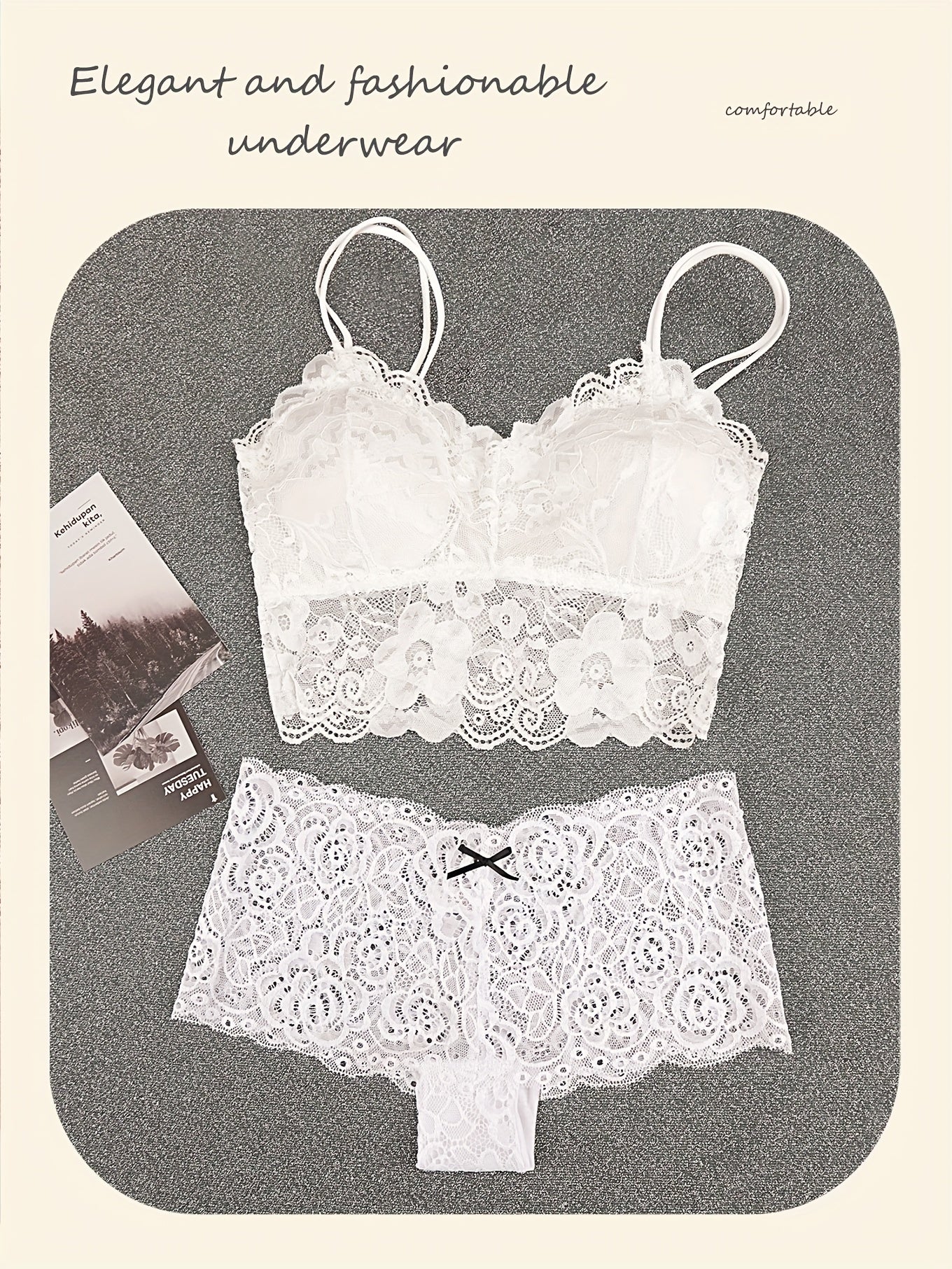 10pcs Of Women'S Underwear And Panties Combination Set Without Steel Rims, Comfortable Daily Exquisite Lace Bra Base, Beautiful Back, Seamless Suspender With Chest Cushion, Detachable Bra, Lace Underwear, Women'S Underwear And Panties