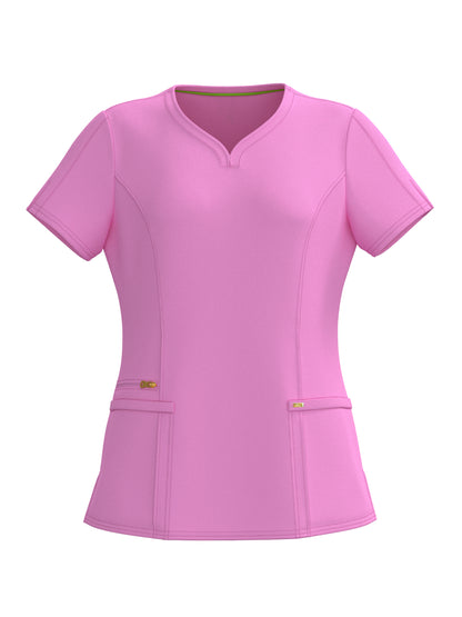 PandaFlex modern neck in Four-Way Stretch Fashion Scrubs Set V-Neck Short Sleeve Scrub Top & Straight Leg Cargo Pants for Nurses with zipper pockets 3372