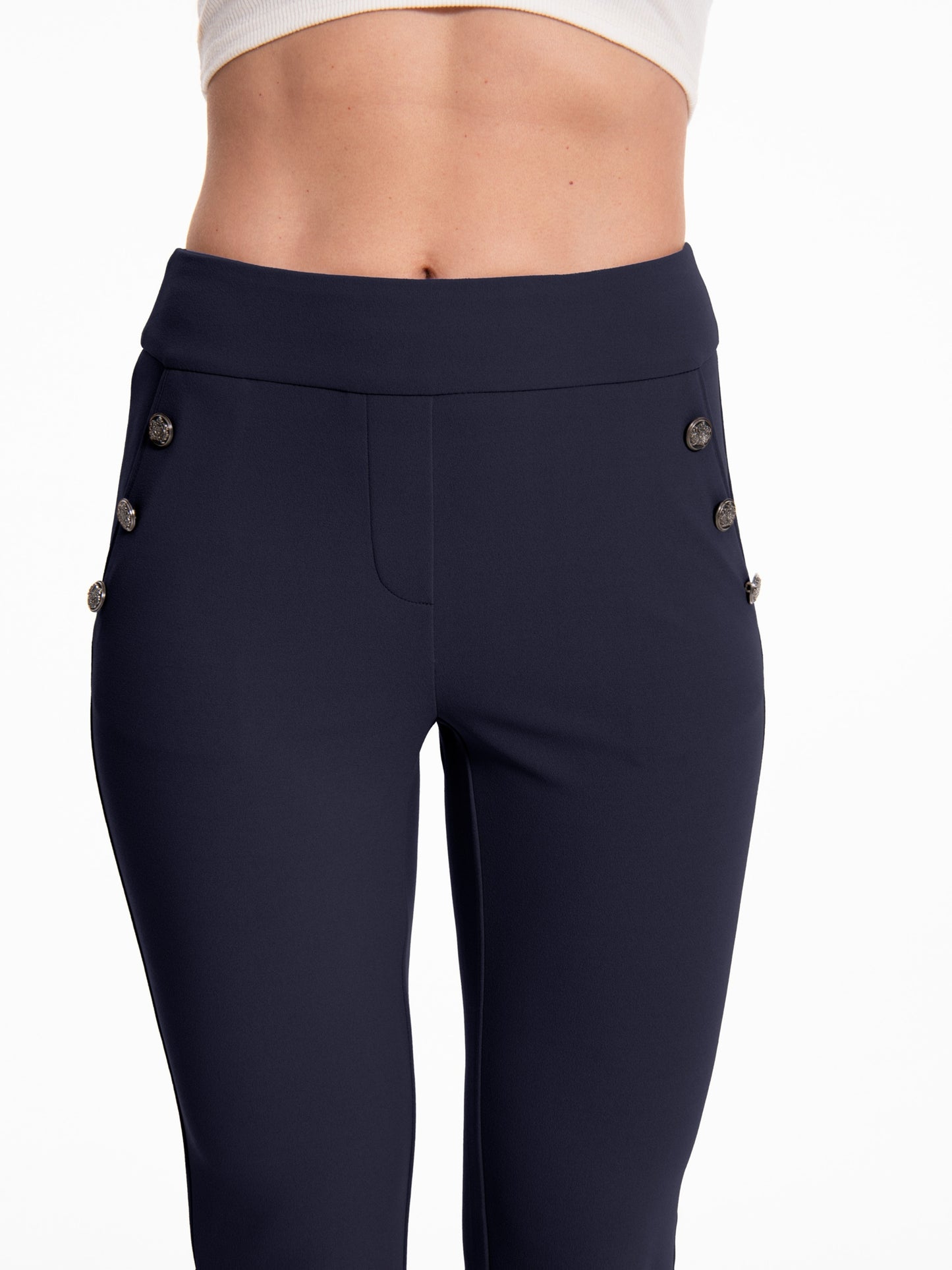 Casual Flare Pants With Sailor Button