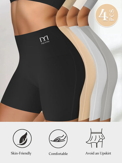 4pcs Of Women's High-Waisted Tummy-Tightening Safety Underpants, Riding Sports Boxer Shorts Combining Hip-lift And Anti-glare Features for Riding And Sports
