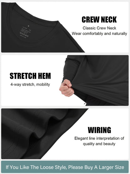 Men's Performance T-Shirt - Crew Neck Long Sleeve Streetwear Style