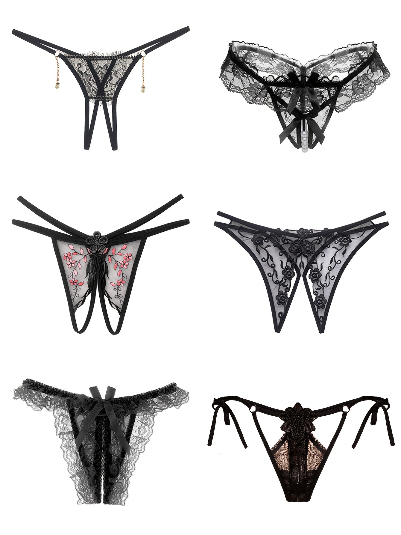 18pcs Mixed Set: Premium Lace Women'S Thong Set - Multi-style With Embroidery, See-Through Details & Adjustable Waistband. Soft & Breathable.