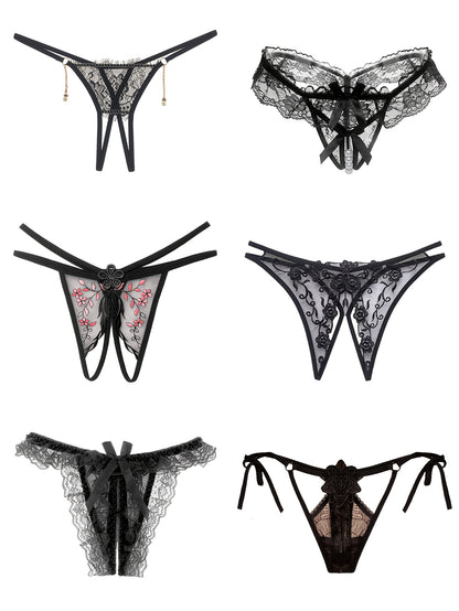 18pcs Mixed Set: Premium Lace Women'S Thong Set - Multi-style With Embroidery, See-Through Details & Adjustable Waistband. Soft & Breathable.