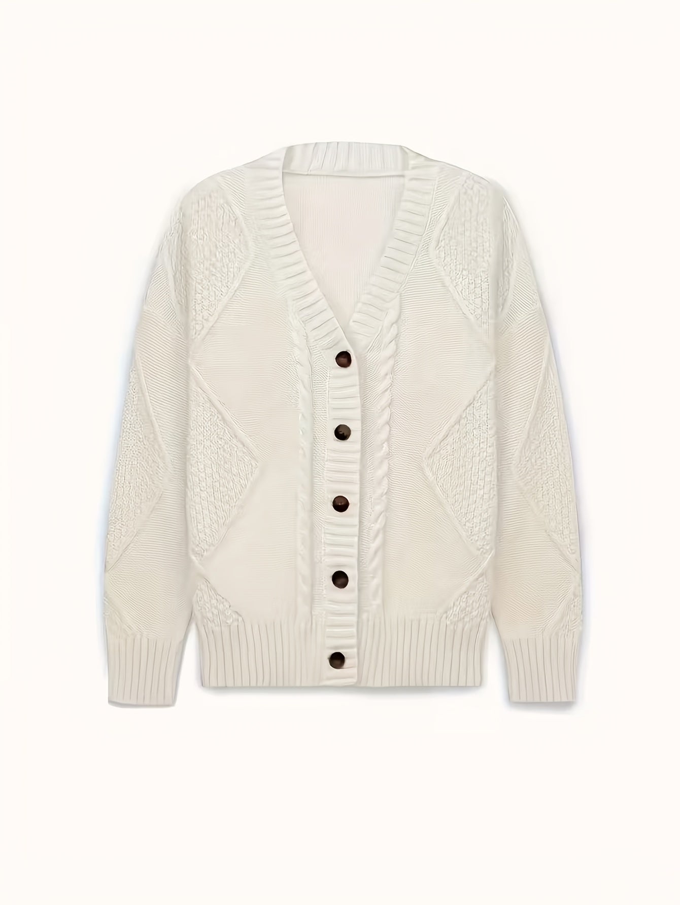 [Cozy Cable Cardigan] Plus Size - Cozy Plus Size Cable Cardigan - Soft Long Sleeve Open Front Layer for Comfortable Everyday Wear