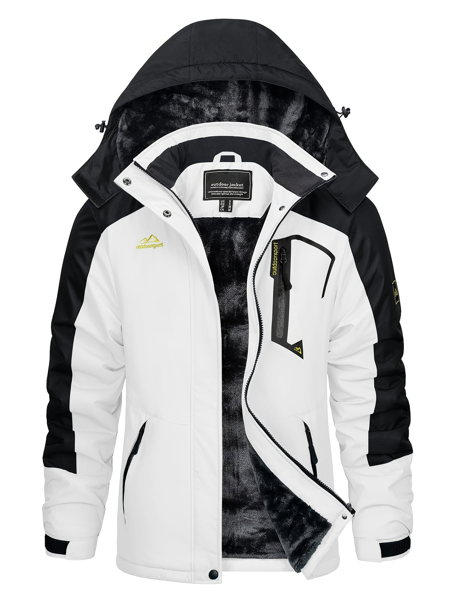 Women'S Warm Ski Jackets Winter Windproof Thermal Fleece Lined Coats Outdoor Detachable Hooded Heavy Weight Thick Jacket Camping Climbing Traveling Snowboard Windbreaker