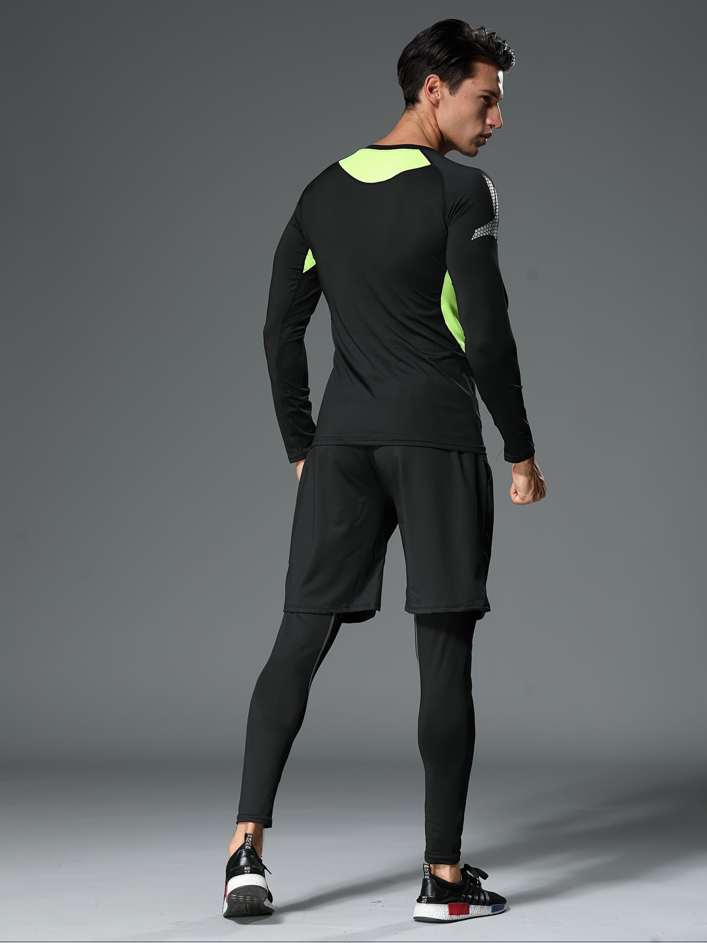 3pcs Men'S Quick-drying CompressionSports, Suit Summer Gym Running Training Clothes, High Elastic Breathable Morning And Night Running Cycling Mountaineering Hiking Fitness Sportswear, Fishing Sun Shirt, Father'S Day Gifts