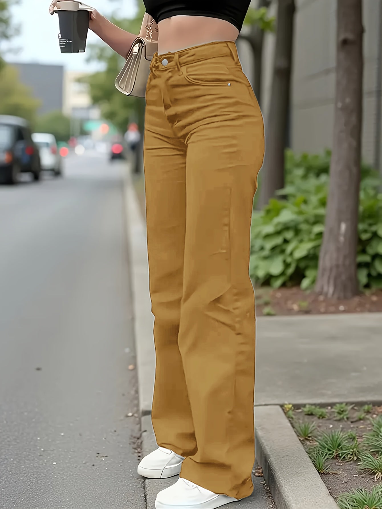 Women's 2026 New Military Green Straight-Leg Jeans - Stretch Denim Pants with Super Soft Breathable Fabric, Straight-Cut Leg for - Daily Wear, Casual & -Casual Outfits (Machine Washable) - Non- Solid Color
