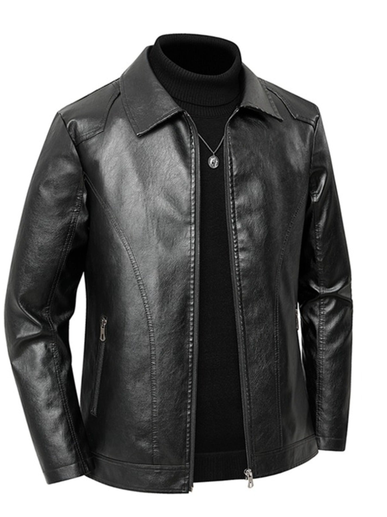 New Men'S Jacket, Stylish And Trendy, with Lapel And Zipper Design, Plus Size