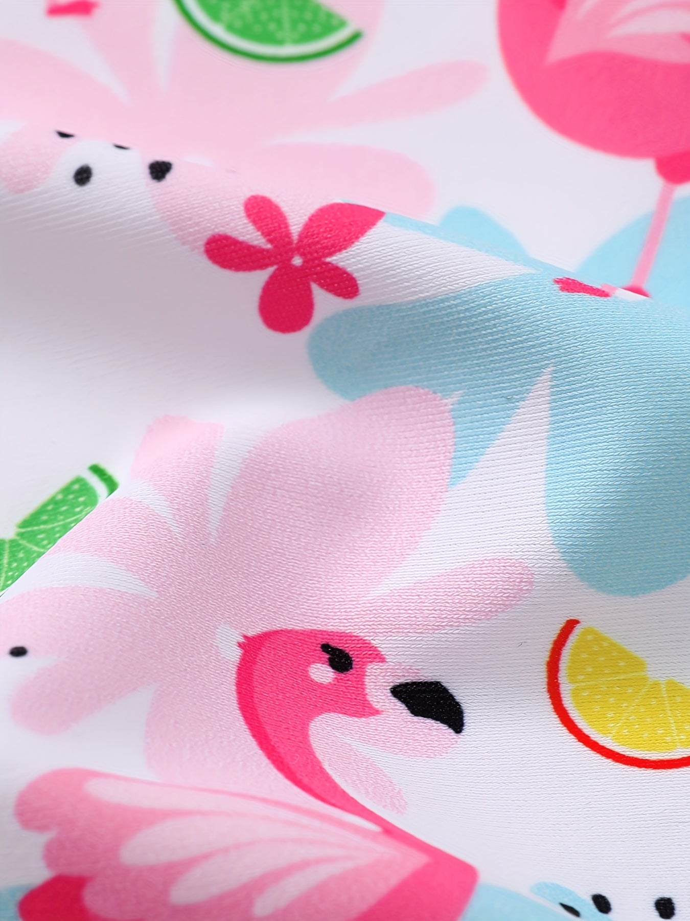 Baby Girl Swimsuit One-Piece Long Sleeved Sunscreen Suit with Hat Set Zipper Swimsuit Cute Strawberry Flower Mermaid Flamingo Beach Outfit