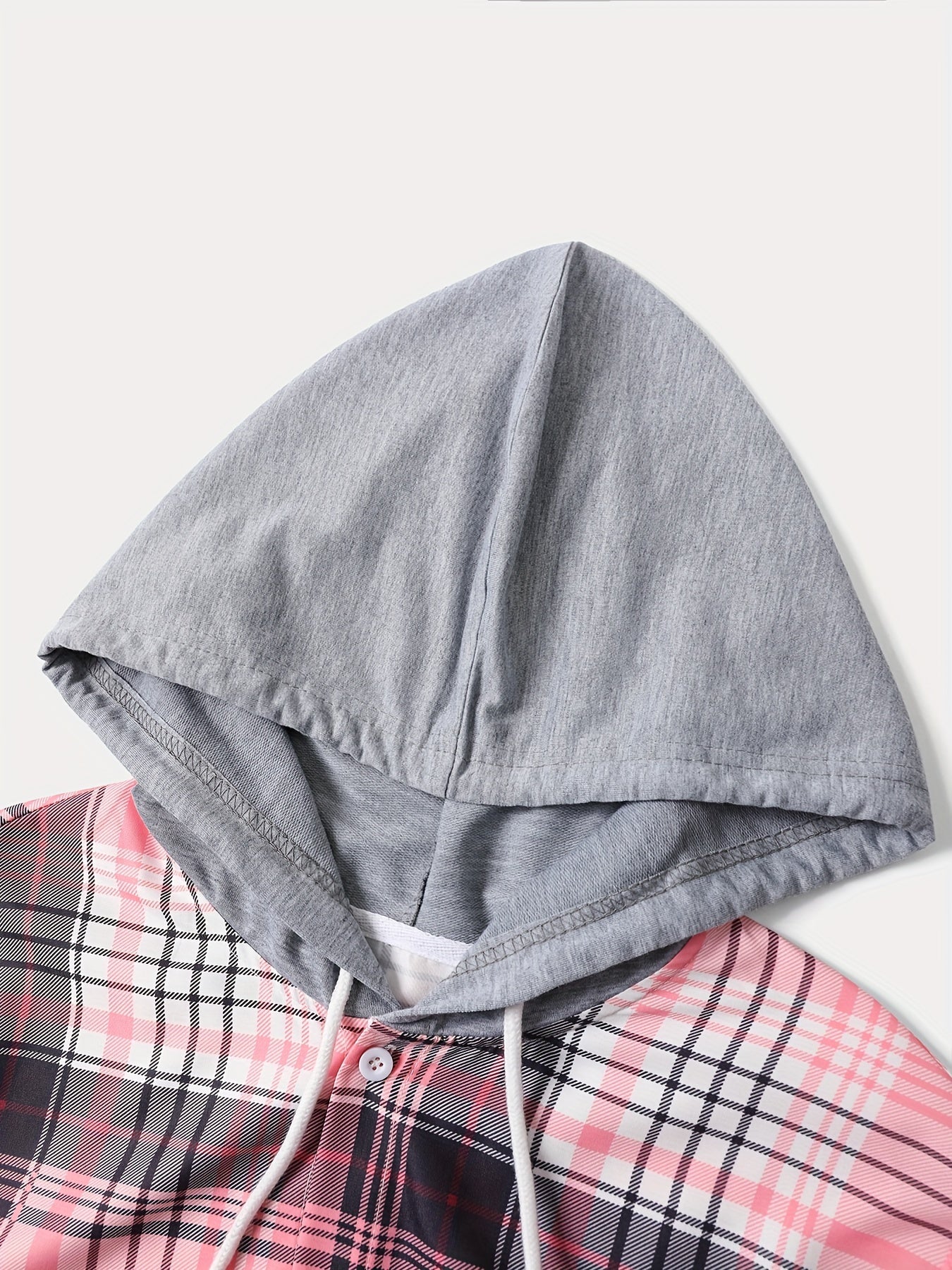 Men'S Plaid Hooded Button-Up Shirt - Long Sleeve Casual Shirt with Adjustable Drawstring Hood, Machine Washable, Spring/Fall Seasonal Transition, Earthy Tones (Brown/Beige/Red/Black/White), Autumn Wardrobe, Hooded Outerwear, No Stretch Fabric