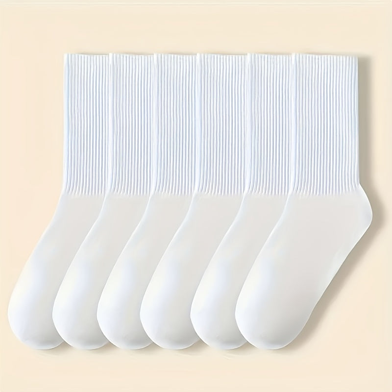 10 Pairs of Solid Black and White Socks, Simple, Breathable, and Comfortable Mid-calf Socks, Suitable for All-season Sports, Unisex