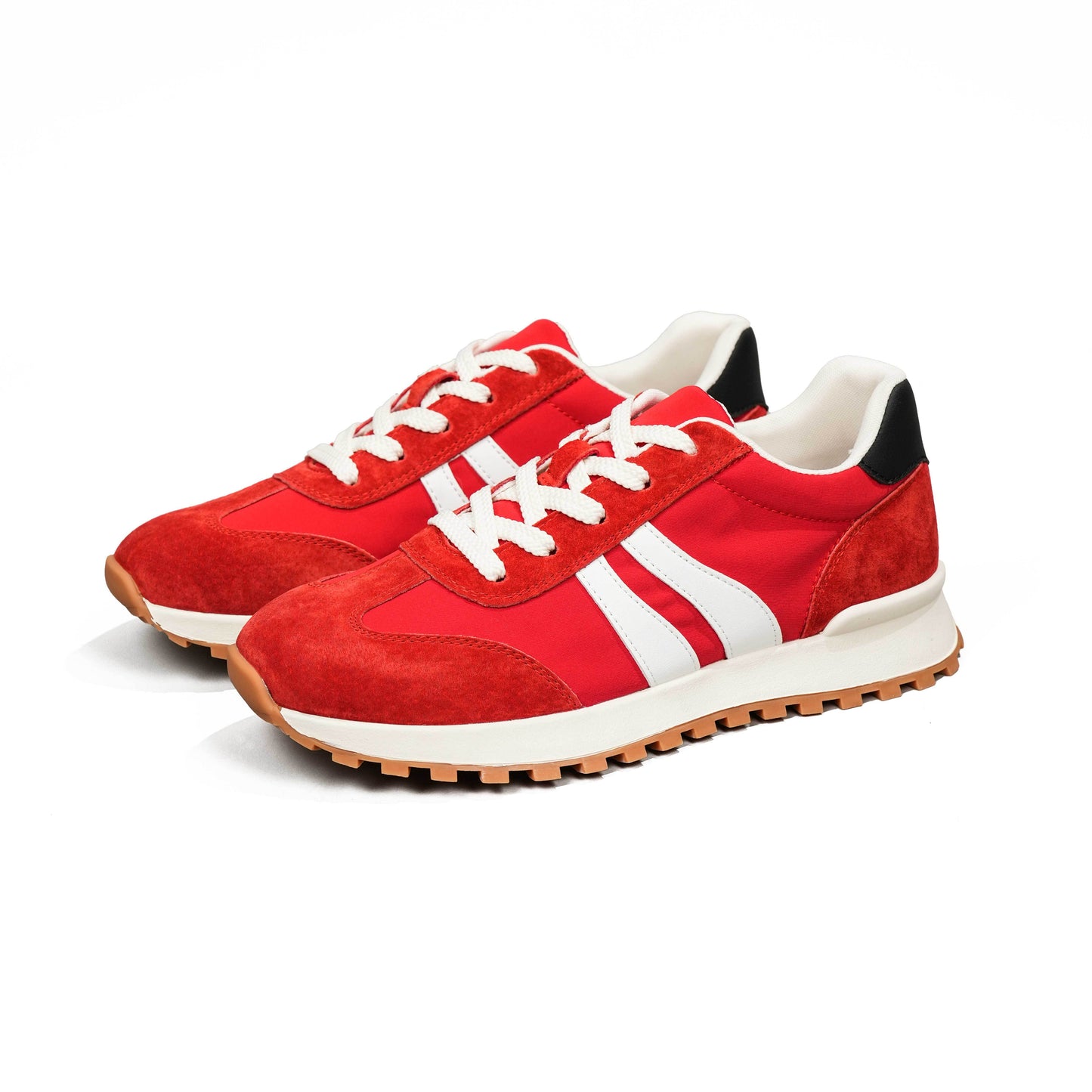 Women's Genuine Leather Chunky Lug Sole Lace Up Running Shoes Casual Designed Fashion Sporty Sneakers AA1127n