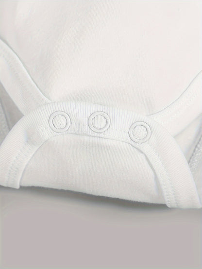 Unisex Cotton Romper for, Fun Letter Print, Soft Casual Round Neck Bodysuit, Perfect for Outdoor