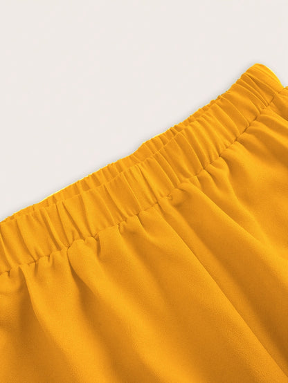 New Summer Elegant Round Neck Sleeveless Loose Hem Cropped Top Straight Trousers Women'S Two-Piece Set