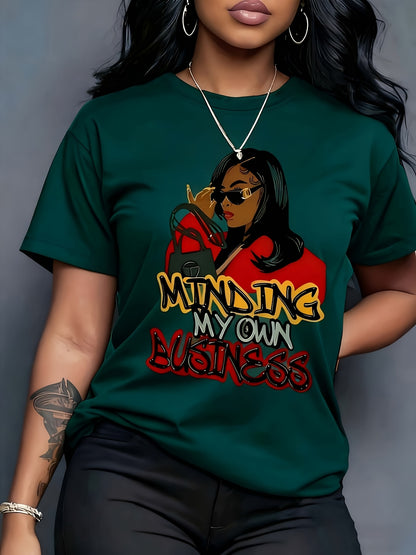 Trendy Anime Graphic Women'S Round Neck T-Shirt Made from Pure, Featuring a Minimalist Design That Is Both Comfortable And Breathable, Perfect for Everyday Casual Outfits. It Highlights a Natural And Sophisticated Look