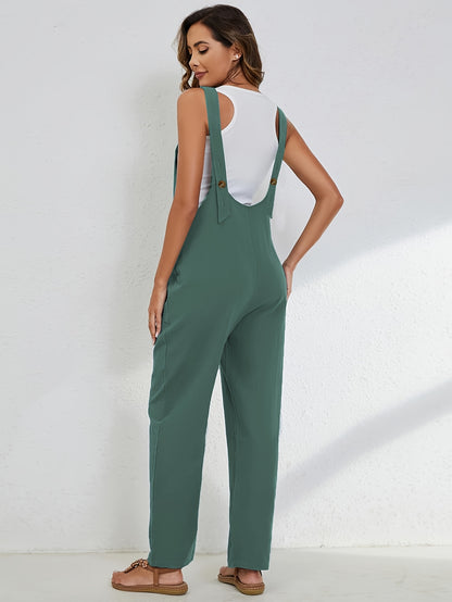 Women'S Overalls Linen Jumpsuits Loose Casual Jumpers with Pockets