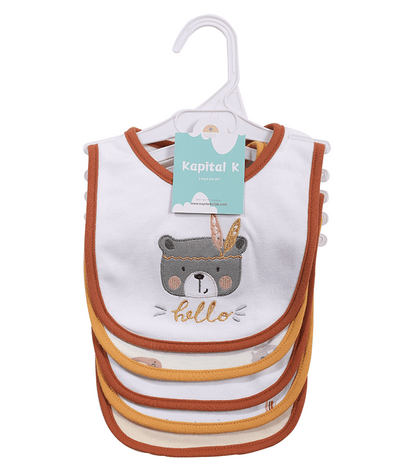5-Pack Baby Bibs with Adjustable Snaps - Cute Cartoon Embroidery, Unisex Design for Boys & Girls - Perfect for Mealtime Messes