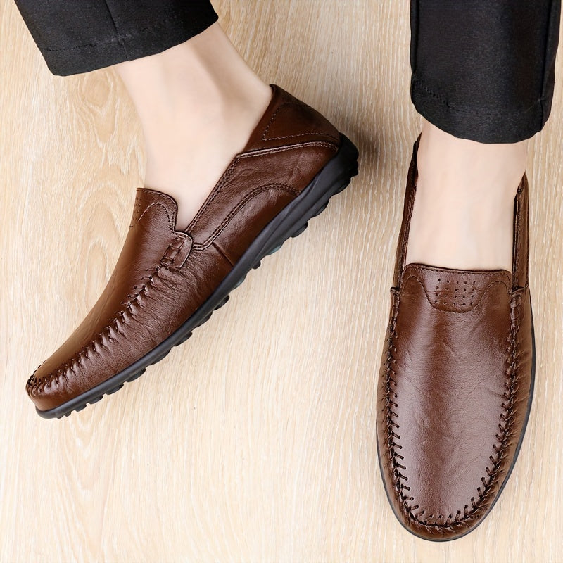 CLOHOO Men's Slip-On Loafers - Slip-Resistant Rubber Sole, Elegant Black Business & Casual Shoes, All-Season Formal & Everyday Footwear for Office, Meetings, Social Events - Durable & Easy-Clean