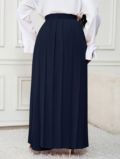 Plus Size - Plus-size Women'S Pants With Elegant Pleats, Removable Design, Two-way Wear, Straight-leg Style, Retro Chic, Casual, Suitable For All Seasons Throughout The Year.