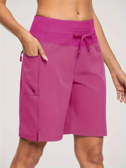 Women's 9" Quick Dry High Waisted Swim Board Shorts with Zipper Pockets 50+ Beach Shorts for Women with Liner