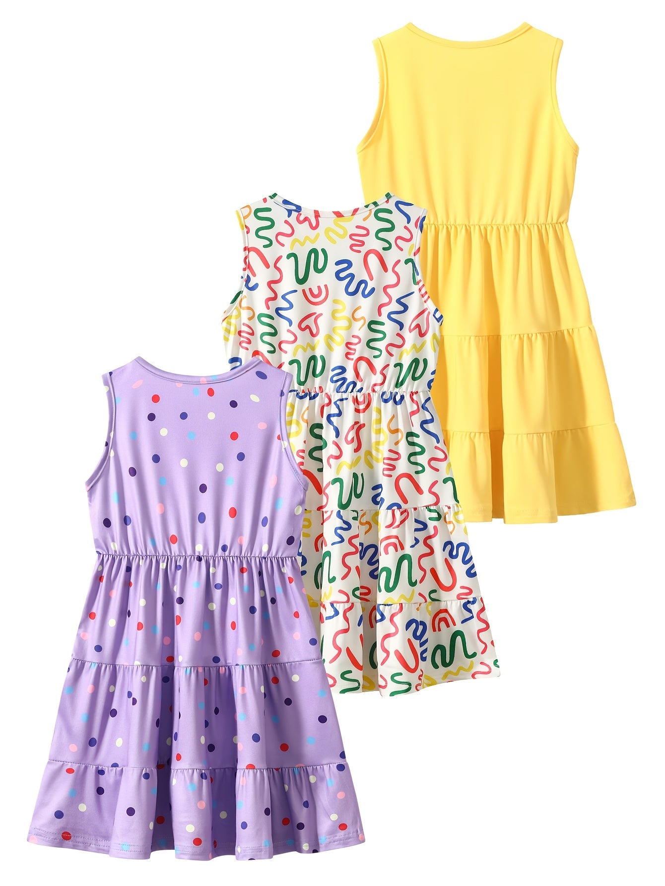 3pcs Summer Girls 8 Years Sleeveless Dress Holiday Gift Party Teenage Dresses Children Casual Dressy Pop Girls Dress 10 Years Chic Peplum Casual Skirt Sleeveless Suspenders