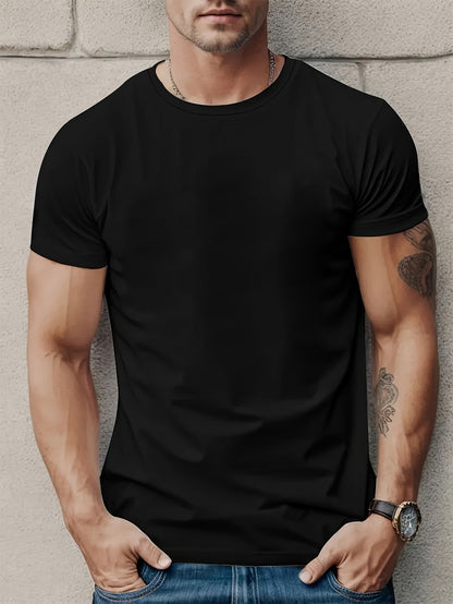 3pcs Solid Color Men's 100% Cotton Short-Sleeved T-Shirts | Stylish Breathable Soft Cotton Men's T-Shirt Tops