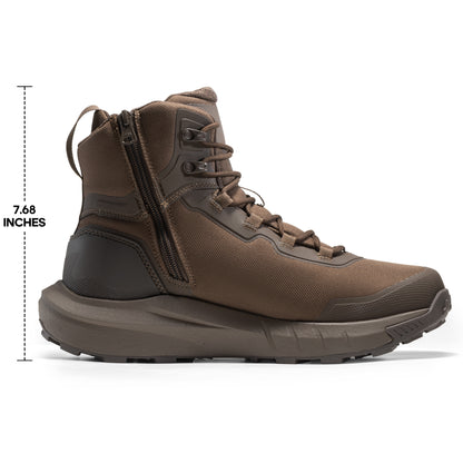 Men's Tactical Hiking Boot Lightweight Cushion Sole Boots for Work All Day Side Zipper Motorcycle Combat Boot 8 Inches