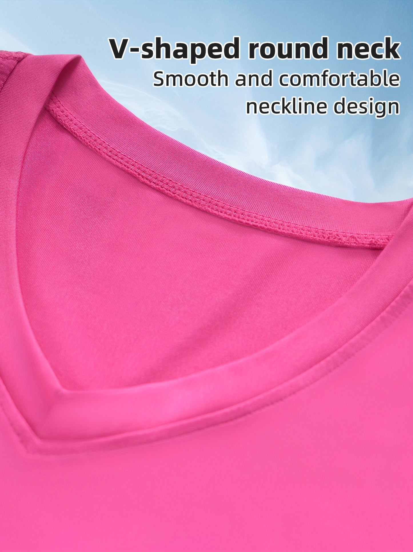 4pcs Women's Barely There Sports T-Shirts V-Neck, Pullover Short Sleeve Tops, Stretchy, Quick-Dry, Breathable, Soft for Workout, Fitness, Running, Yoga, Pilates