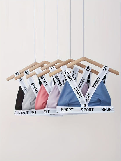 5 Dopamine Sports Bras, American Triangular Cup Sexy Lingerie, Women'S Athletic Tops, Patterned Underwear, Triangular Cup Bras, And Micro Bikinis, Comfortable And Breathable, Ideal for Everyday Wear, Training, Workouts, Yoga, Spring And Summer