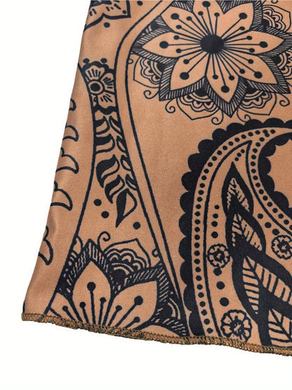 Women's Casual Long-Flowing Maxi Skirt with Intricate Floral And Geometric Print - Lightweight Mesh Fabric, Perfect for Spring/Summer/Fall, Casual Attire|Floral Print, Skirts for Women, Maxi Skirts for Women, Elegant Women's Pencil Skirts